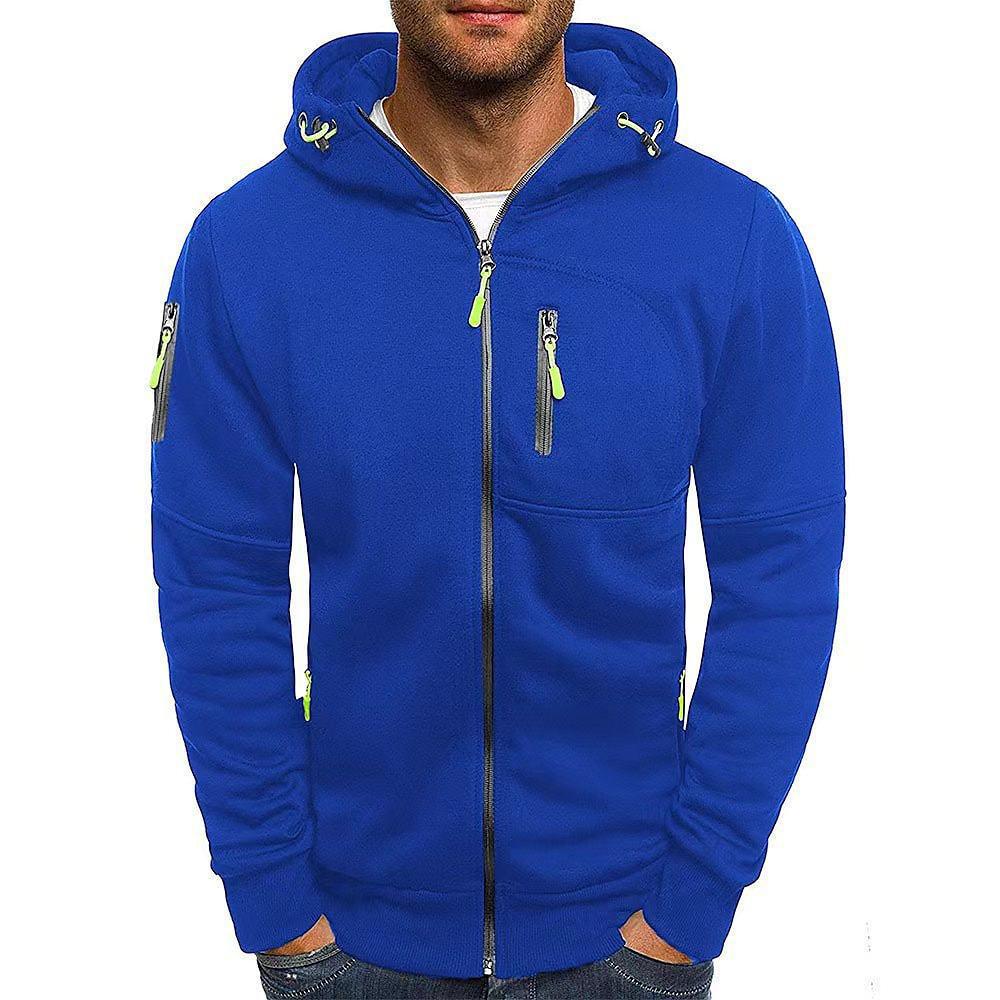 

Men s Plus Size Autumn/Winter Hooded Sports Jacket with Arm Zipper XL королівський синій колір