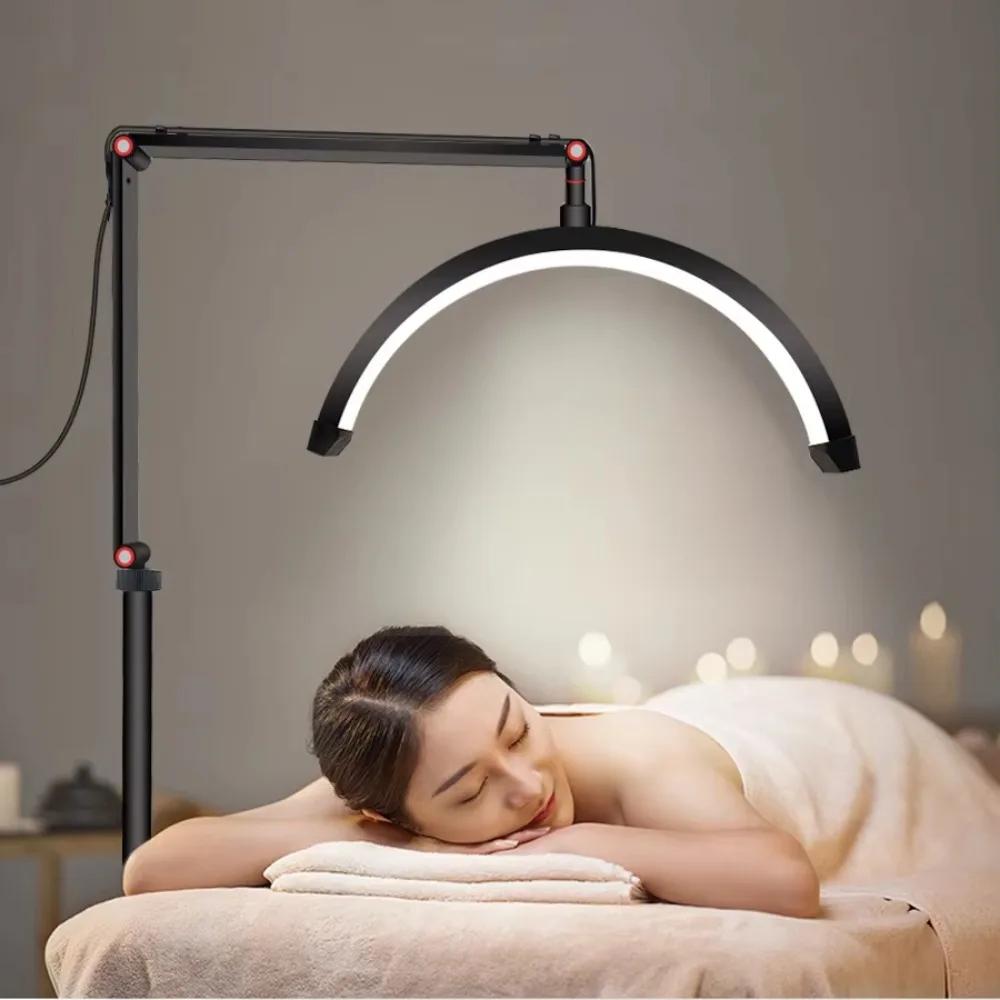 Desktop LED Nail Light White Half-moon Fill Light 3000K-6000K C-Clamp for Beauty Salon