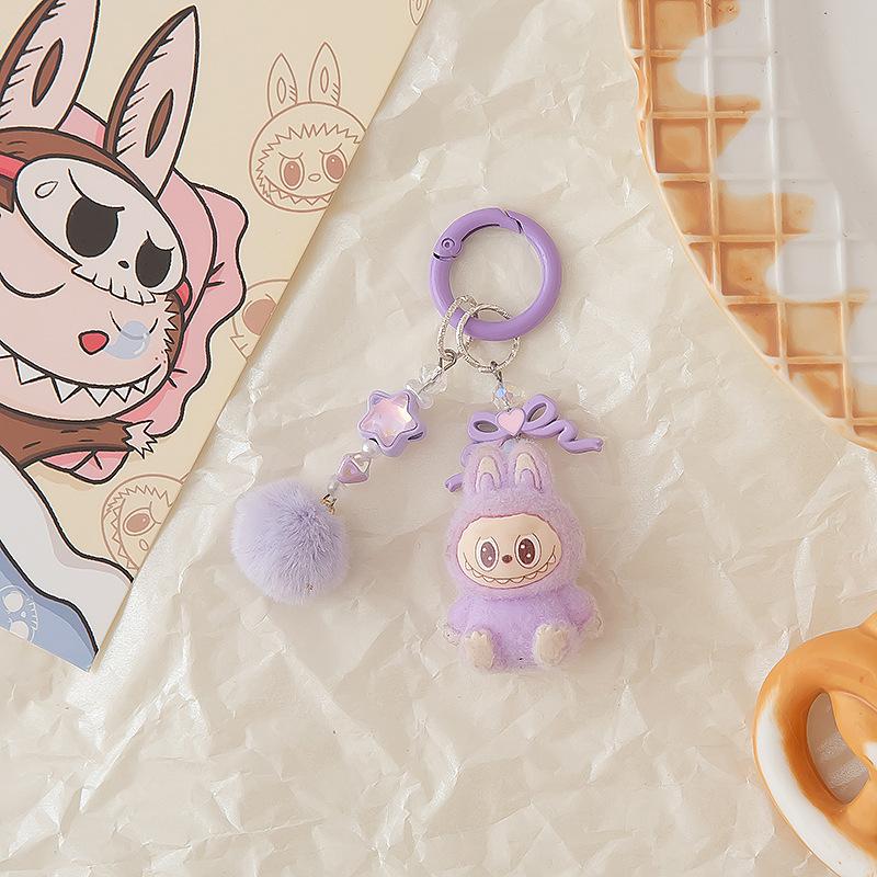 Flocking Cloth Keychain Accessories Pendant Three-dimensional Creative Personalized Cartoon Gift Student Schoolbag Hanging