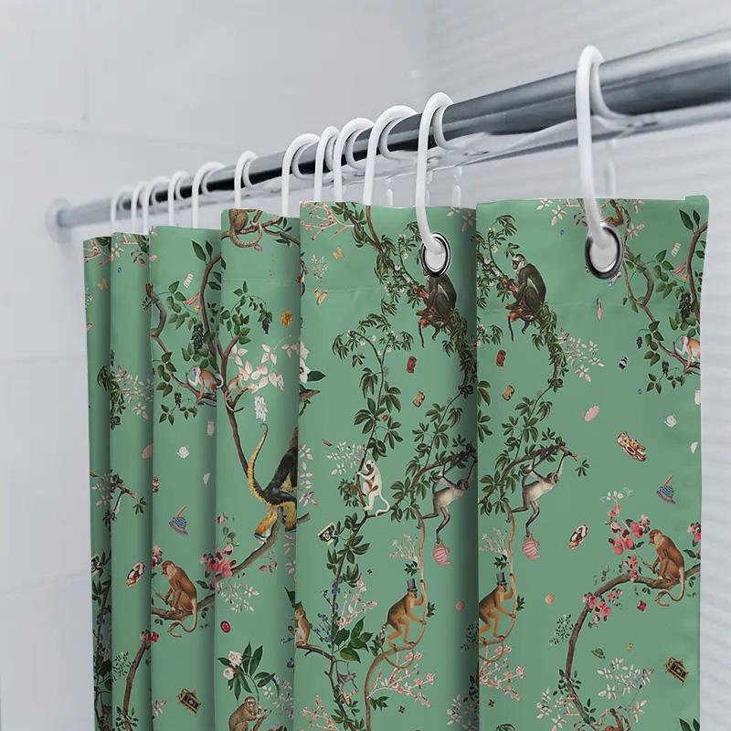 Botanical Birds Shower Curtain Vintage Floral Pattern Bathroom Decor Nature Landscape Fabric Backdrop Waterproof Modern Farmhous