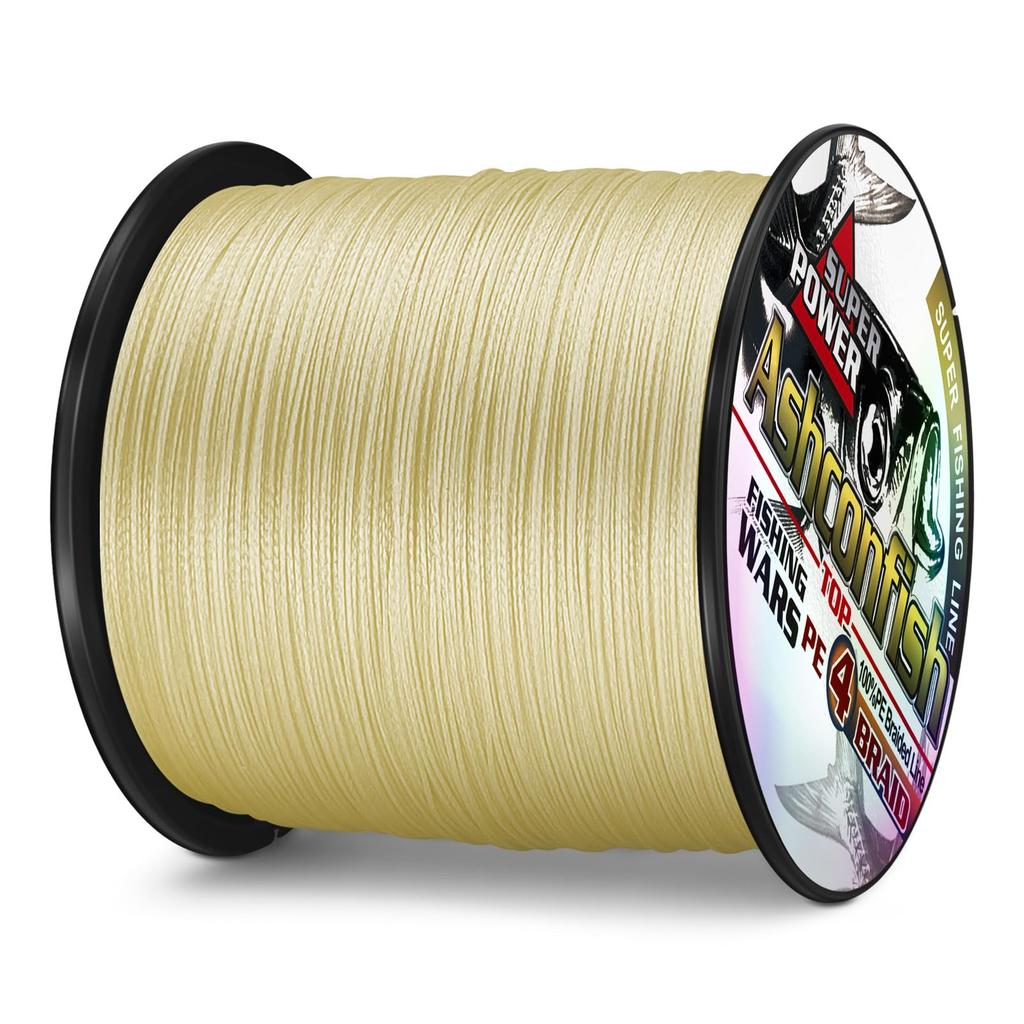 Ashconfish 4-strand fishing PE line X4 - Fishing line, PE, White, Yellow, Multicolor, Ultra-strong, High sensitivity, Abrasion resistant, Low stretch