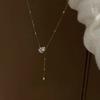 Womens Waterdrop Necklace Luxury Tassel Pendant Shiny Clavicle Chain