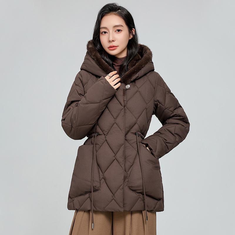 American hooded fur collar pie overcomes cotton clothes women's winter thickened warm retro short tooling cotton coat