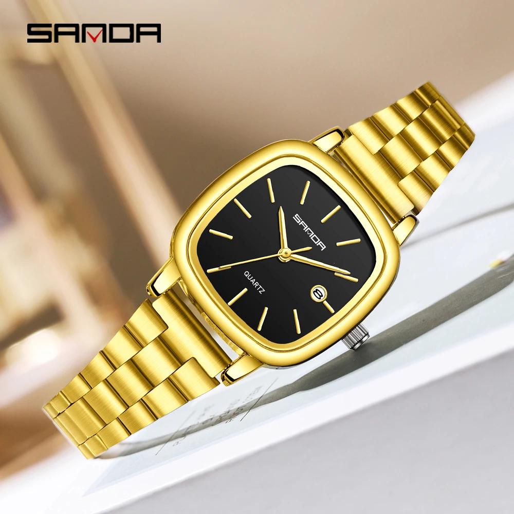 Fashion Square Dial Couple's Wristwatches Men Women Casual Daily Calendar Watch Waterproof Steel Strap Relojs