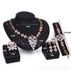 Women's Wedding Bracelet Necklace Jewelry Set Clear Crystal Statement Ring Earrings KTJ