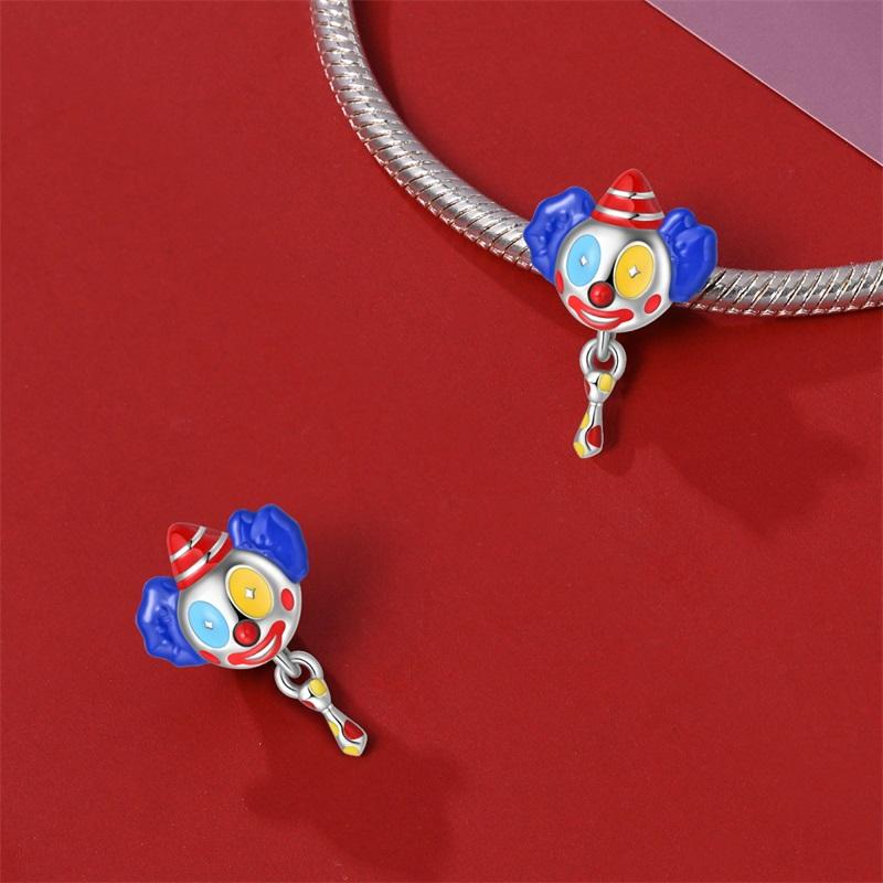 Halloween Series Copper Circus, Clowns & Tickets Triple Dangle Charm Fits 3Mm Bracelet Funny Joker Beads Jewelry