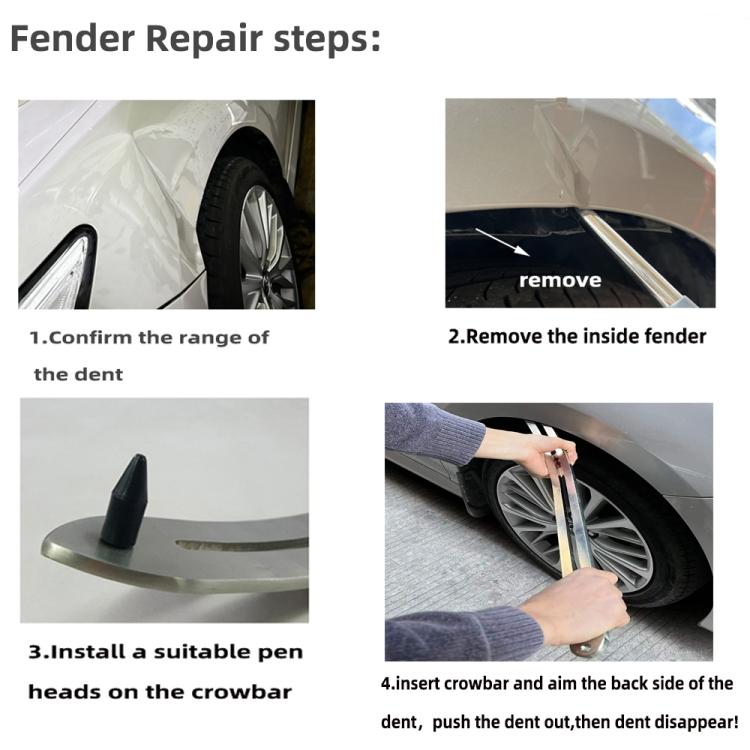 N8 10 In 1 Car Paintless Dent Removal Fender Damage Repair Puller Lifter Arc Crowbar Tools Hook Rods Kit