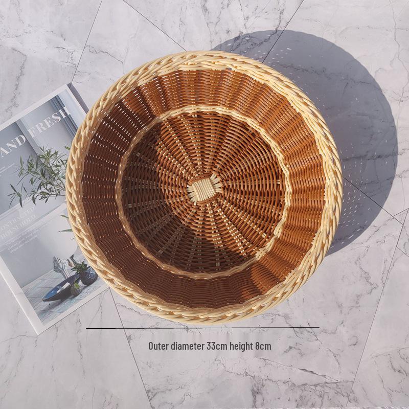 Creative Round Handwoven Rattan-Style Basket for Snacks & Dried Fruit