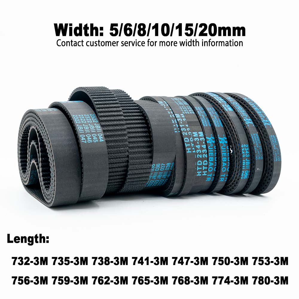 In Stock HTD 3M Rubber Timing Belt 732 735 738 741 747 750 753 756 759 762 765 768 774 780mm Closed Loop Belt for 3D Printer CNC