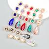 European & American Style Colored Geometric Long Diamond Alloy Earrings for Women