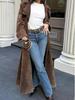 Vintage French Temperament Women's Brown Tie-Belt Long Coat - Autumn/Winter 2026 Collection