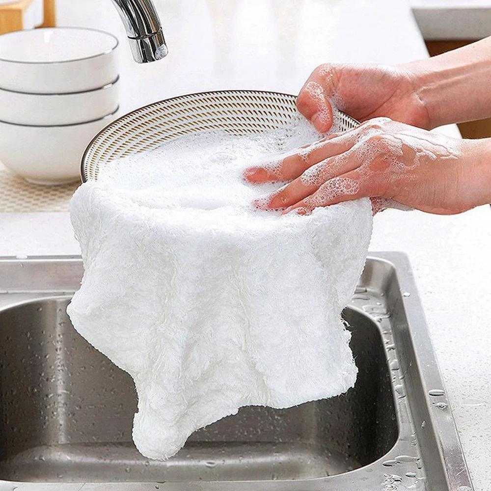 Non-hair-removing Dishcloth Kitchen Cleaning Cloth Absorbent Wipe Table Double-sided Thickened Dish Towel