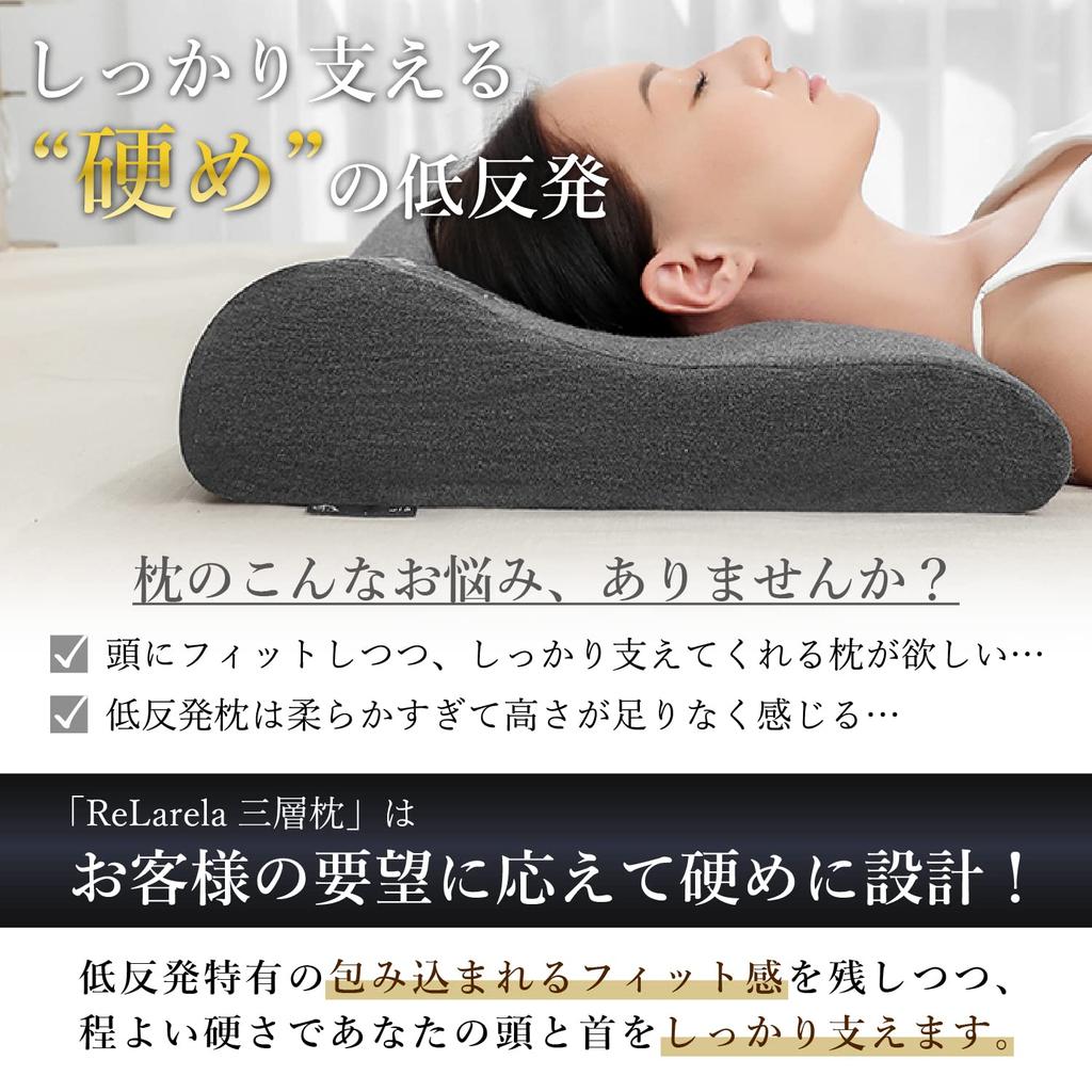 ReLarela Memory Foam Pillow, High-Density 45D Bamboo Charcoal Urethane [7 Height Adjustable], Triple-Layer Pillow, High-Density Urethane, Relieves