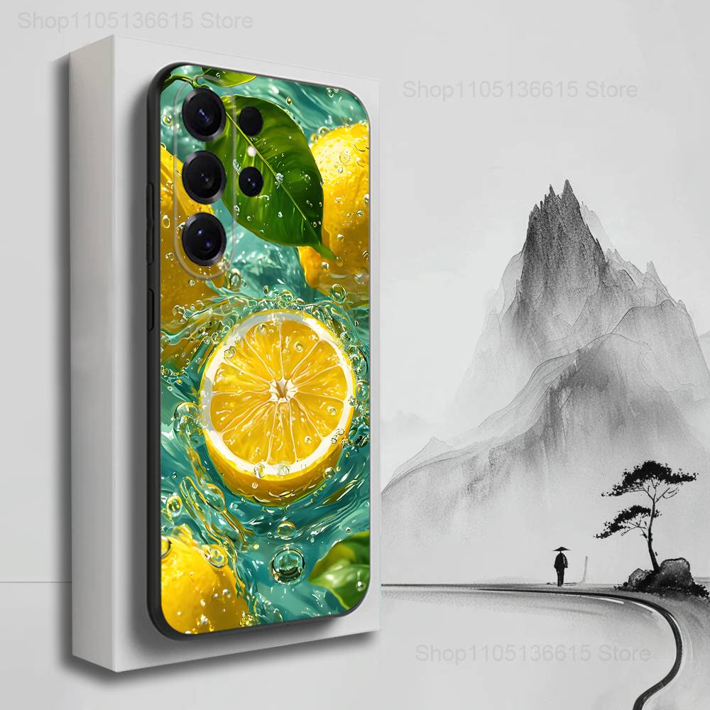 Tasty lemon Fruit Art Phone Case For Samsung S25,S24,S23,S22,S21,S20,S10,Ultra,Plus,Lite,FE,Soft Silicone Black Cover Samsung S22plus5G