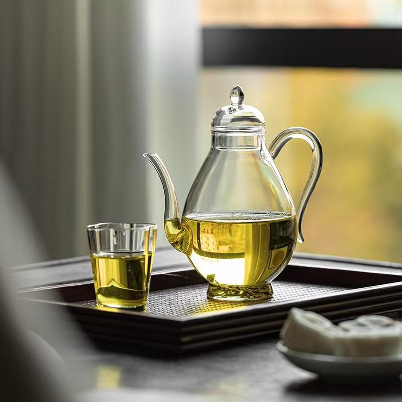 Xiao Qing Gan Glass Teapot: Song Dynasty-Inspired, High-Temperature-Resistant Guifei Pot for Green Tea Brewing.