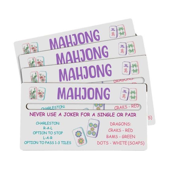 4 Pcs Mahjong Line Reader, American Mahjongg Scoring Card with Rules, Sliding Line Guide for NMJL Card, Rummy Tile Tracker