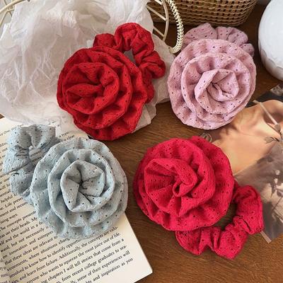 New Korean Romantic Sweet Rose Hair Rope Women Gentle Elegant Lace Rubber Band Hair Loop Girls Hair Accessories