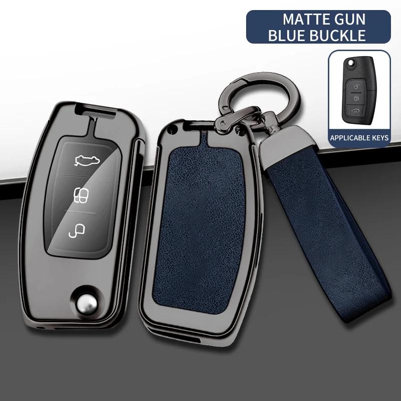 Interior Mouldings Car Metal Key Case Cover Shell For Ford Focus 2 3 Ecosport C-Max S-Max Ka Mondeo Kuga Galaxy Fiesta Keychain