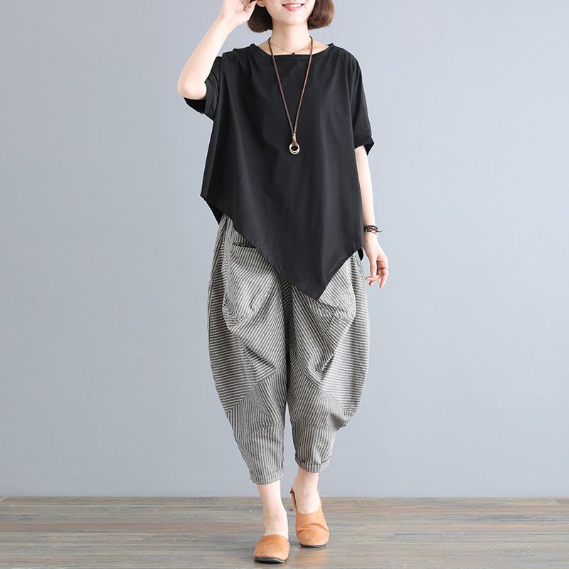 New Summer Women's Haren Pants Thin Korean Loose Bat Sleeve Stylish Summer Women's Clothing Casual