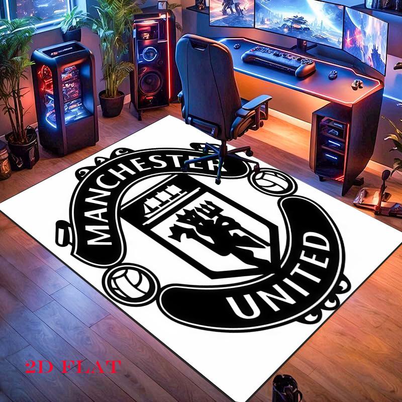 Tappeto Man Utd per Soggiorno Camera da Letto Casa Decorazione Divano, Tappetino Antiscivolo per Giochi Bambini