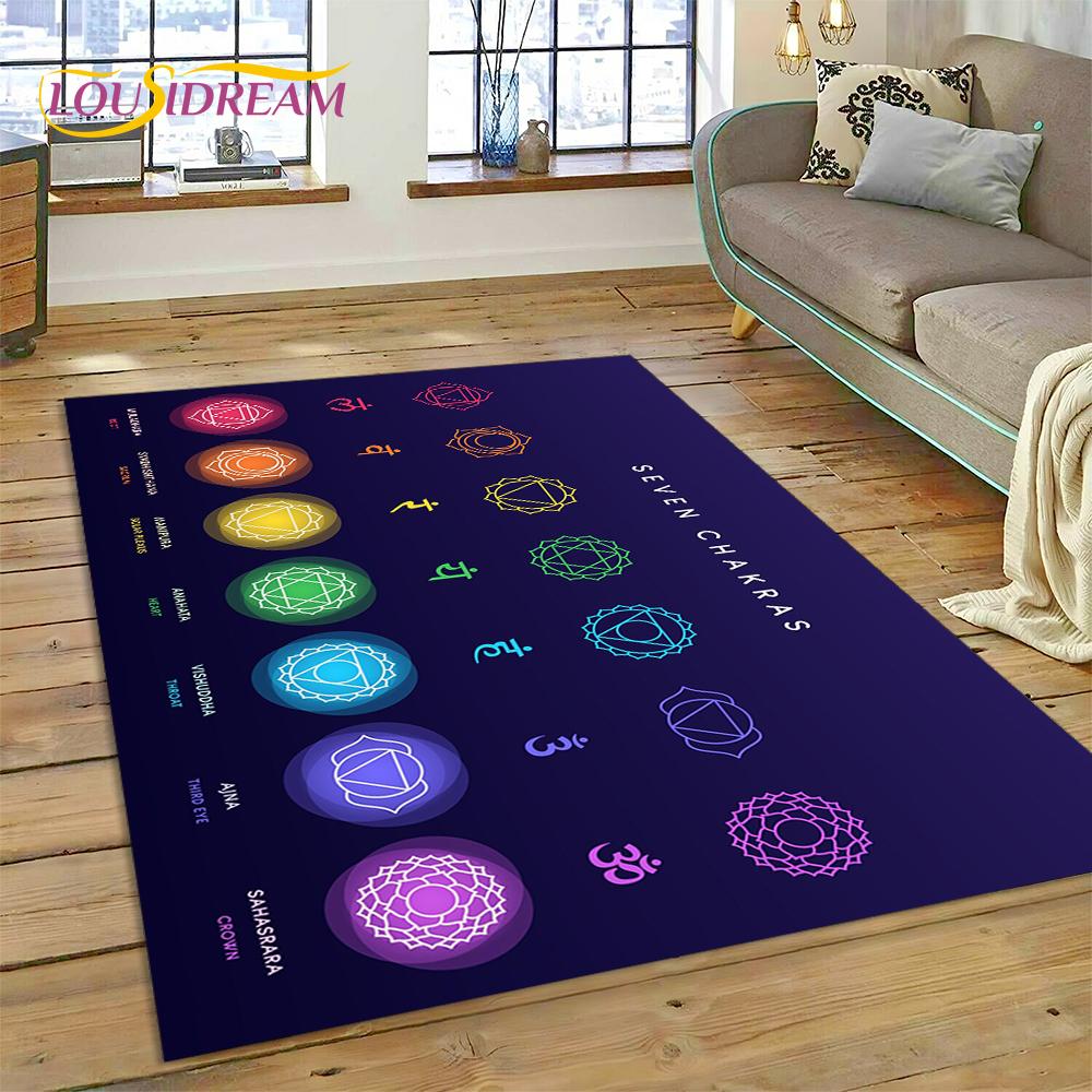3D Yoga Meditation Rainbow 7 Chakra Rug Carpet for Living Room Bedroom Decor,floor Mat Non-slip Decoration for Sofa Doormat Gift