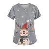 Ladies' Fashionable V-neck Pocket Short Sleeved Christmas Tree Printed Caregiver Uniform