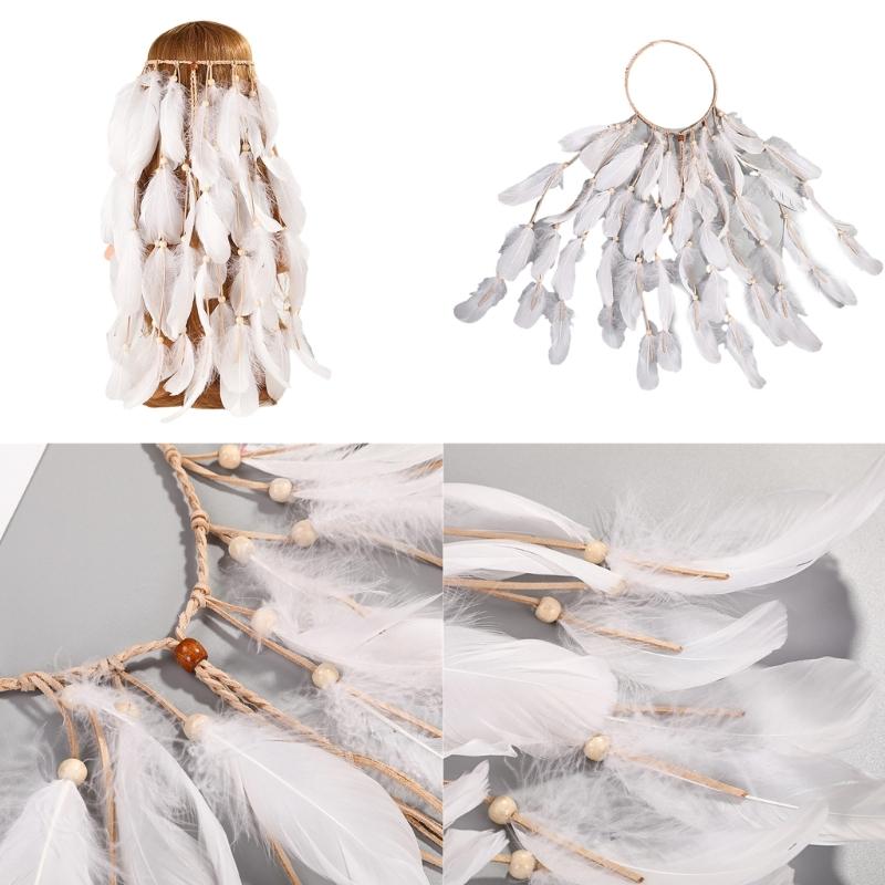 Ethnic Style Headbands with Feather Decors Eye Catching Headbands for Women Photography Headbands for Wedding Party