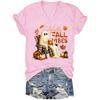 Women's Halloween Print Short Sleeve V-Neck T-Shirt Casual Top