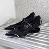 Damenschuhe Spezieller Absatz Gespleißte Absätze Neue Damenmode Spitz zulaufend Flacher Ausschnitt Rutschfest Mittlerer Absatz Damen Einzelne Schuhe