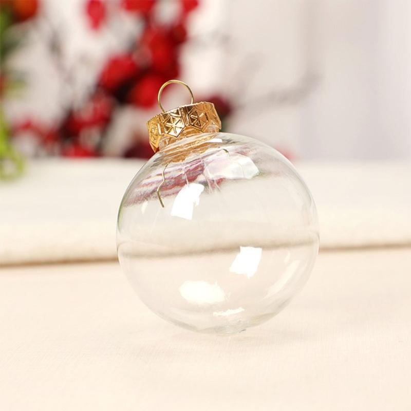 6Pcs/lot Clear Empty Christmas Ball Ornaments with Removable Gold/Silver Metal Hangers Great for Wedding Party Holiday