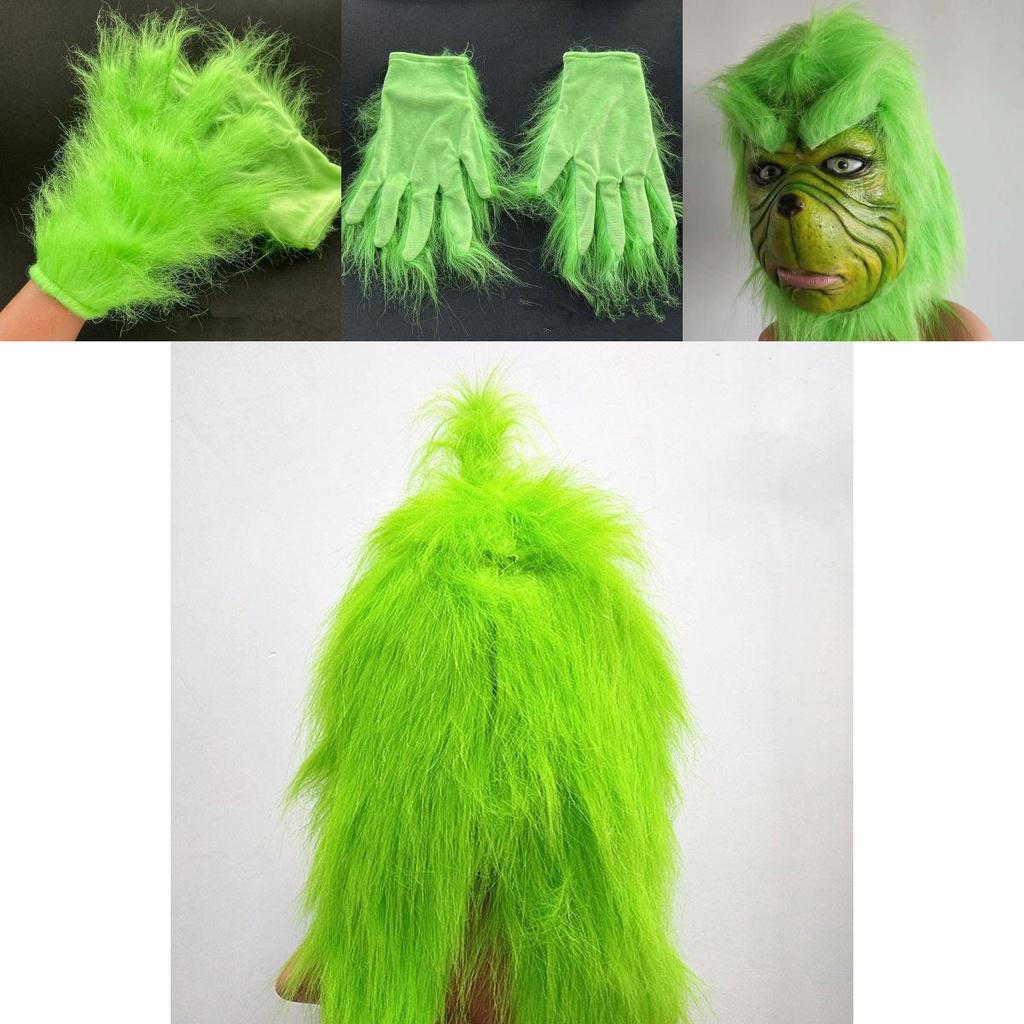 Christmas Grinch Gloves Terrifying Green Monster Costume Accessories