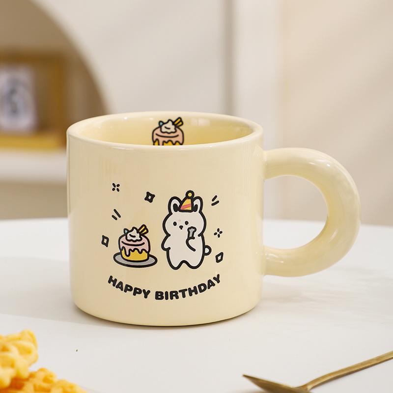 Creative Cute Rabbit Ceramic Cup Mug Coffee Cup Household Breakfast Cup Couple Pair Cup Tea Cup Drinking Cup