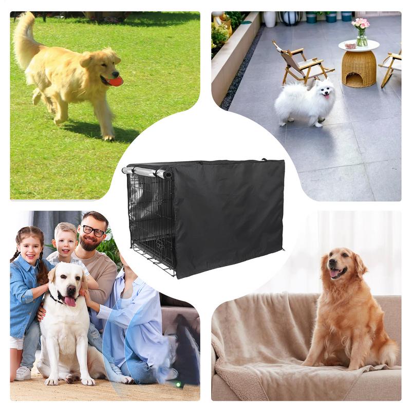 Wire Dog Crate Cover Double Door Privacy Dog Crate Cover 42 Inches Heavy Duty Oxford Fabric Puppy Crate Sunshade For Wire Cage