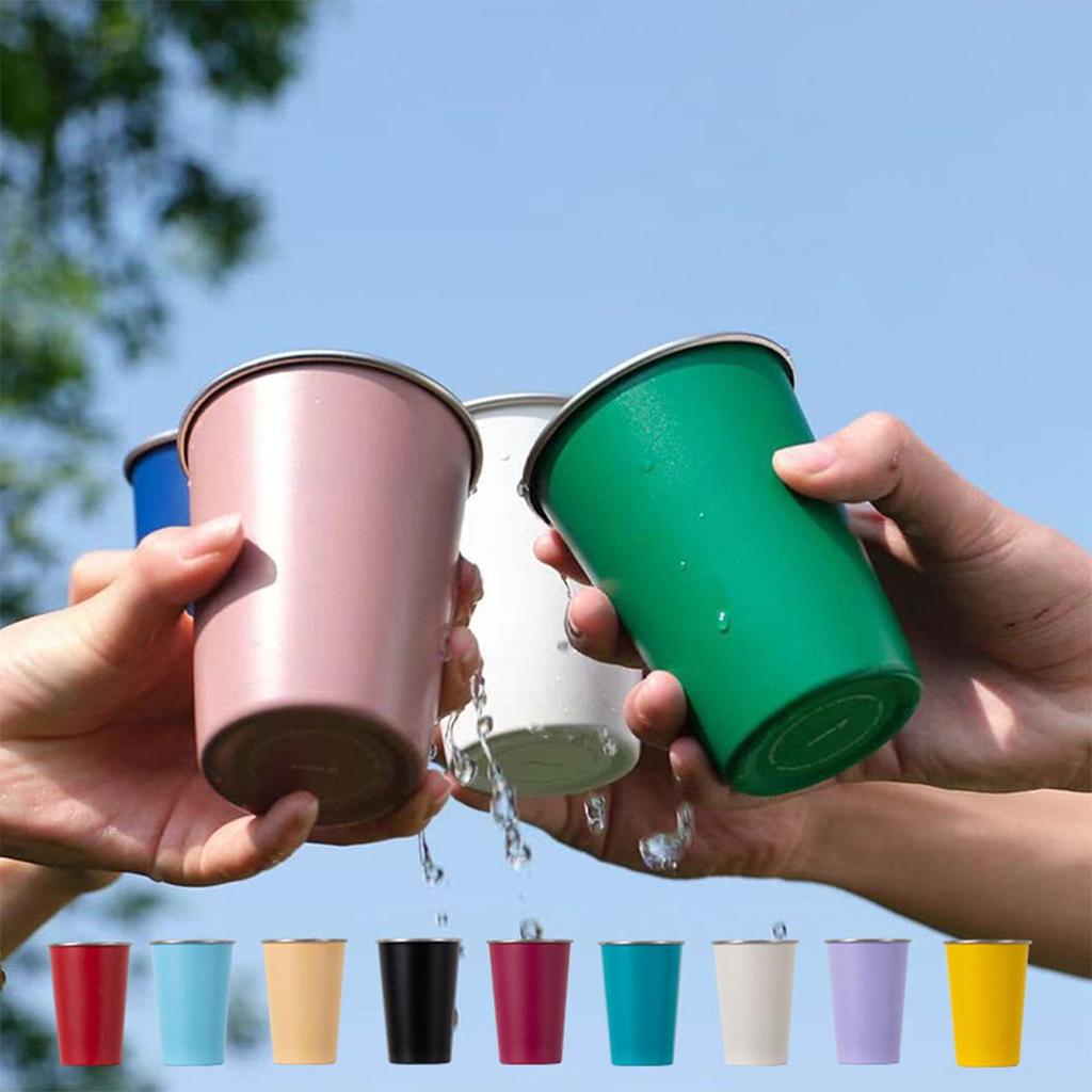 Stainless Steel Cups 350ml (5 Pack) Children Adult Stainless Steel Coffee Cups Stackable Durable Metal Drinking Glasses for Home Party Camping Outdoor