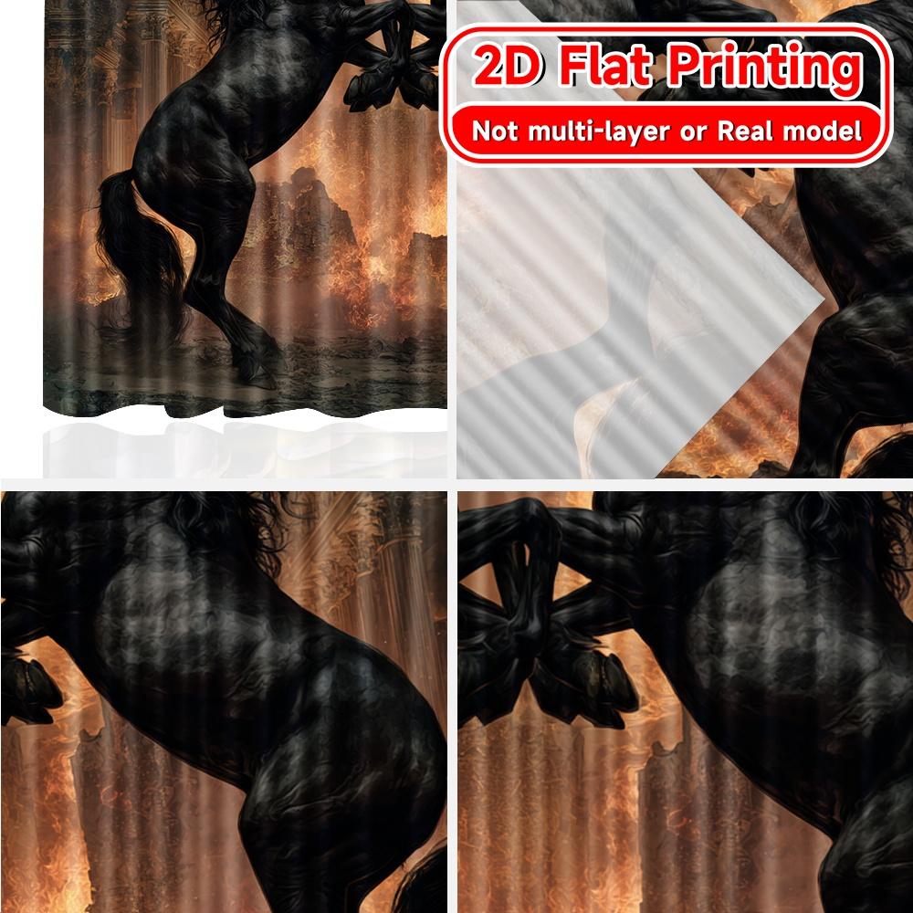 2D Flat Printing,2pcs Mirrored Stallions Creative Chic Curtains Polyester Easy Install Curtains Decorations Inside for