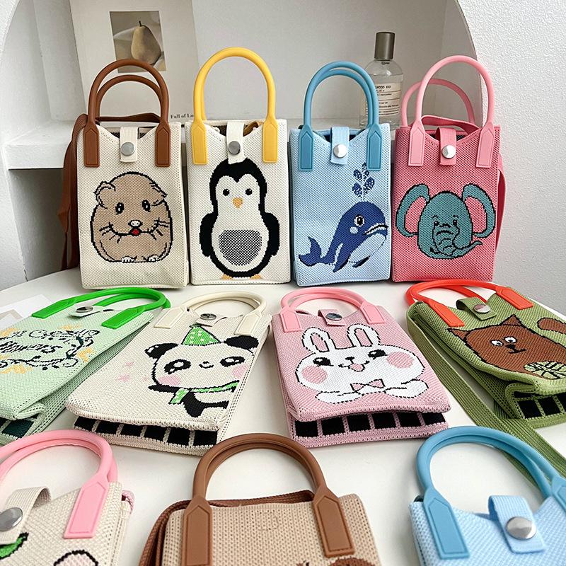 

New Fashionable Women s Crossbody Cartoon Knitted Phone Bag