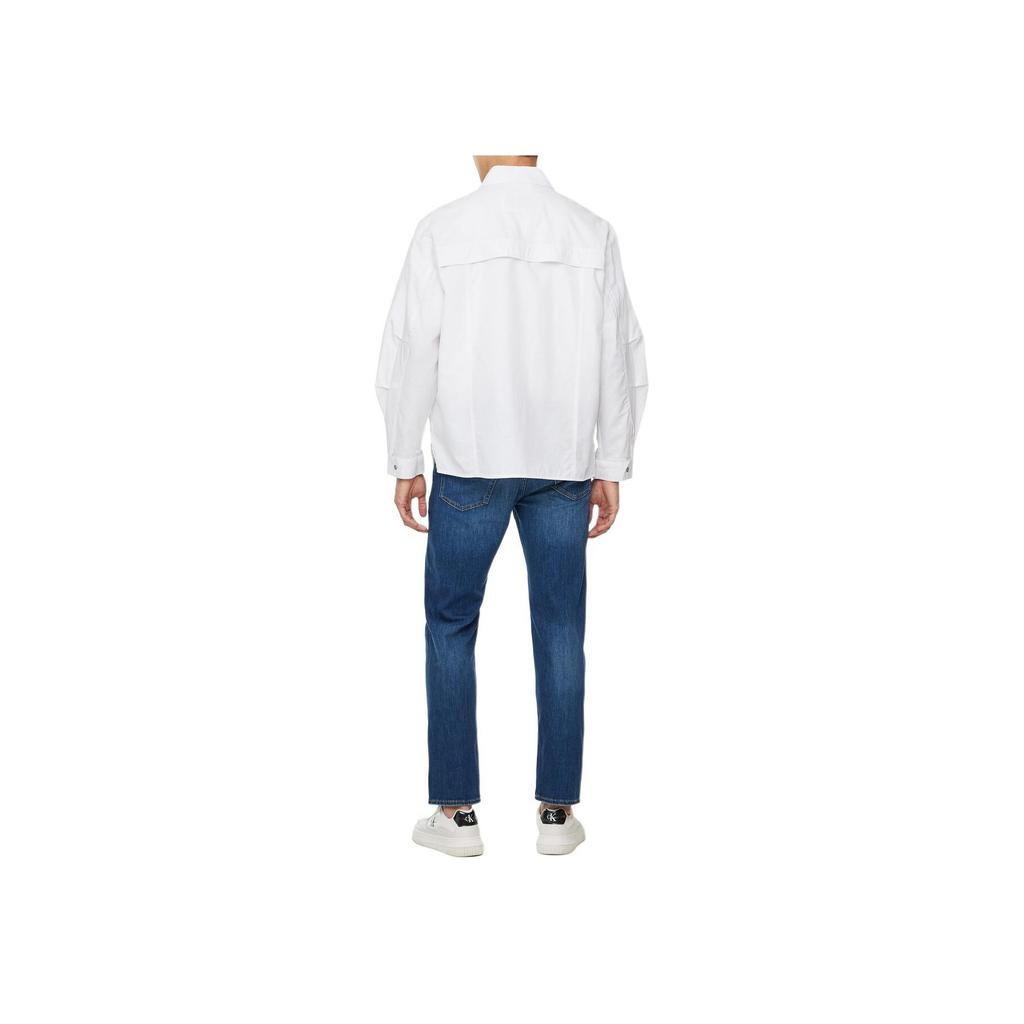 Calvin Klein Solid Cool Linen Shirt Jacket Men Jackets White J326063-YAF