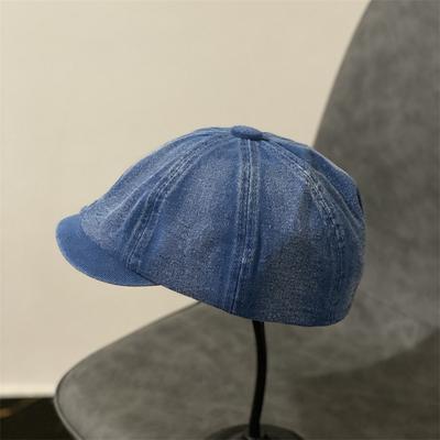 Denim Wash Label Vintage British Newsboy Hat Concave Cloud Beret Forward Hat Pumpkin Hat Women