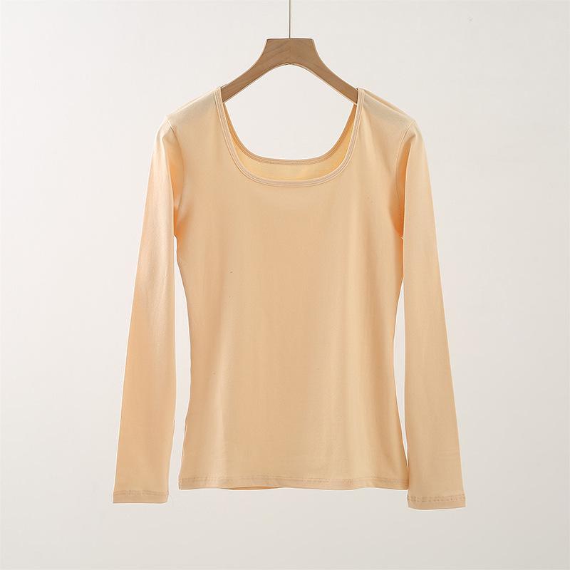 Women's Pure Cotton Long-Sleeve Top: Thin Autumn/Winter Base Layer, Warm Lycra Cotton Sweater