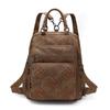Vintage Leather Backpack for Women Casual Daypack Travel Shoulder Bag with Multi Pockets
