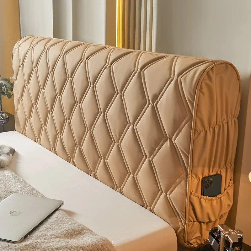 

Потовщений накидок на узголів’я ліжка проти котячих подряпин Розкішна стьобана штучна шкіра Все включено Покривало на узголів’я Приліжкова пилозахисна накидка W190xH70cm коричневий