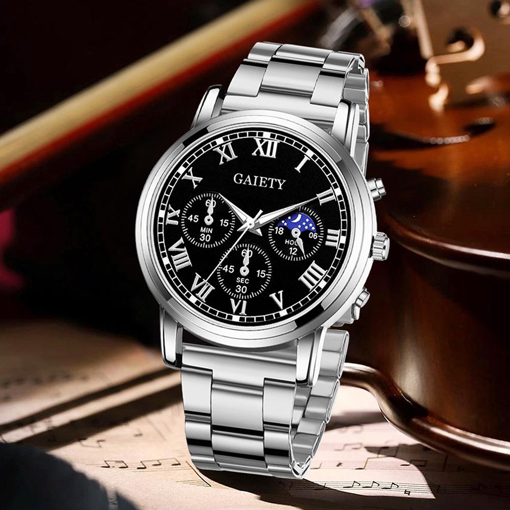 Geneva high-quality men's luxury belts fashionable quartz watches casual men's round business sports luxury quartz watches