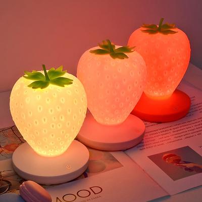 Fashion LED Light Strawberry Silicone Night Light USB Charging Candy Light Sensor Light Room Decoration Children's Gift