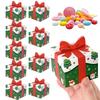 10pcs/pack 3D Christmas Gift Box Red Bow Christmas Gift Packaging Paper Box Mini Christmas Folding Gift Container For Chocolate
