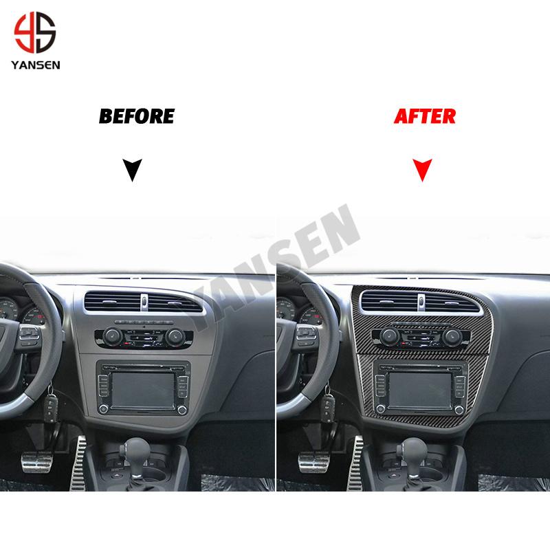 sdbn7 Car Instrument AC CD Panel Carbon Fiber Sticker For SEAT Leon 2005 2006 2007 2008 2009 2010 2011 2012 Interior Accessories