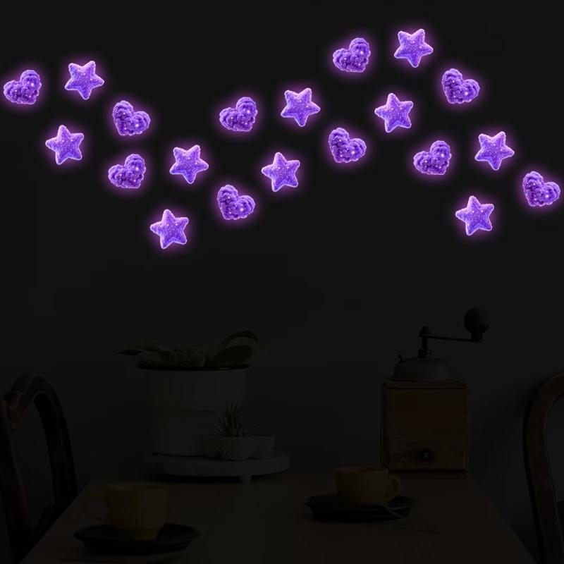Glow-In-The-Dark Switch Stickers Purple Star Green Fairy Design Self-Adhesive Removable Pvc Wall Sticker Home Decor Luminous Art