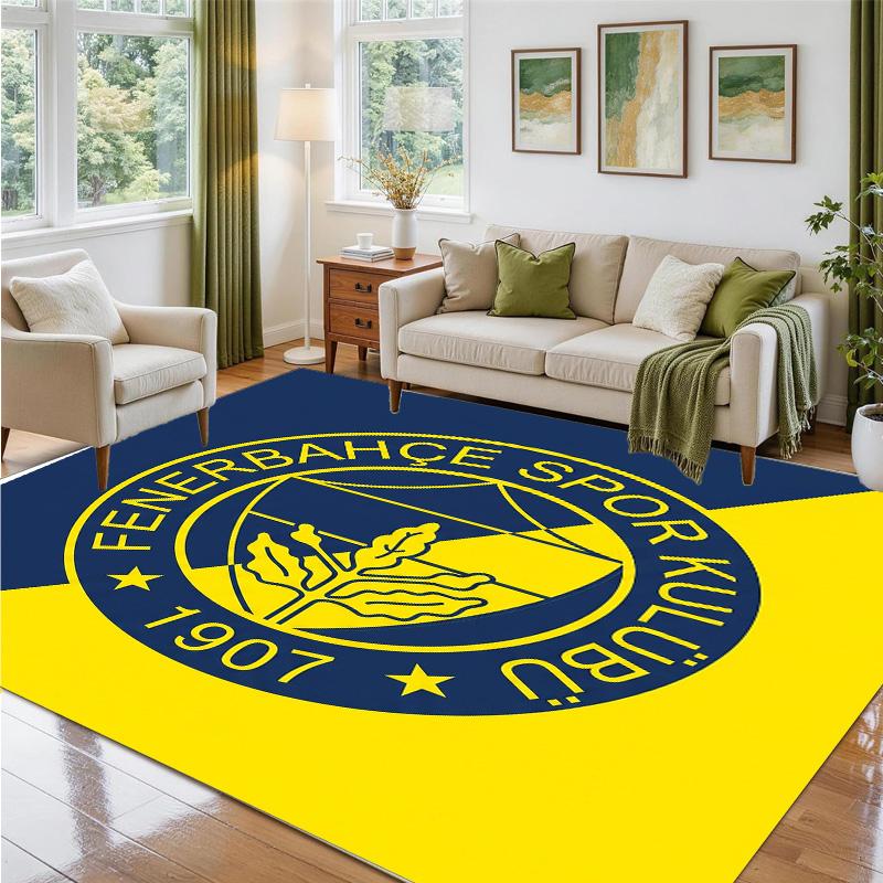 Fenerbahçe FC Design Crystal Velvet Rug Soft Decorative Mat for Bedroom Entrance