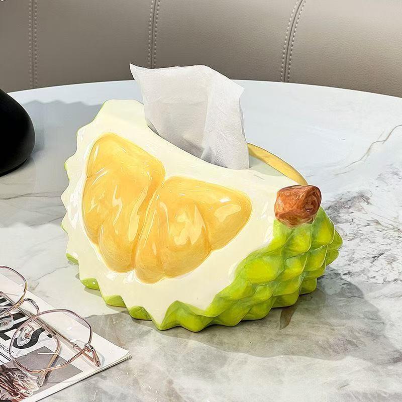 2025  Durian Shaped Paper Towel Holder Creative Large Capacity Tissue Storage Box Smooth Paper Container Tissue Box
