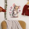 Cartoon Mouse Pattern Wall Sticker with Heart and Flower Patterns, Wall Decoration,Toilet Decoration, Self-adhesive Wall Sticker