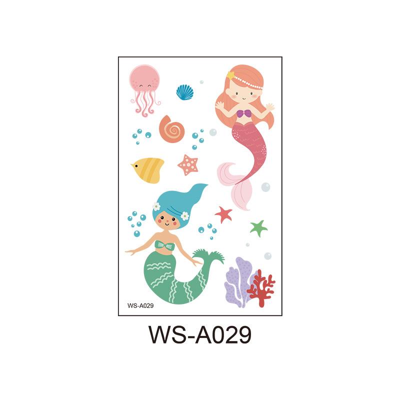 Children's Cartoon Mermaid Tattoo Sticker Pink Princess Waterproof Cute Fun Disposable Bonus Sticker